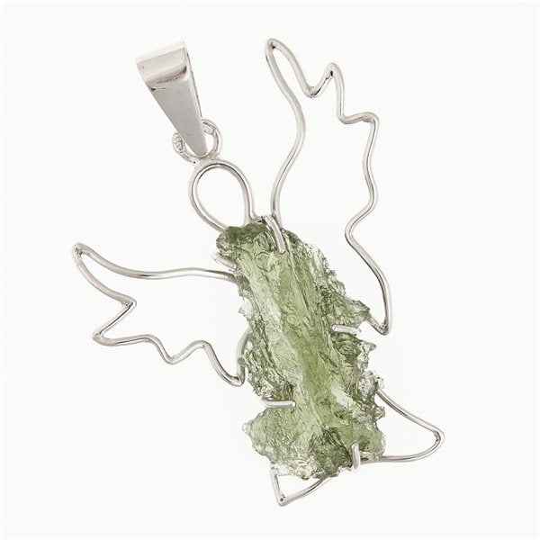 Ciondolo in argento con moldavite - angelo 9499B