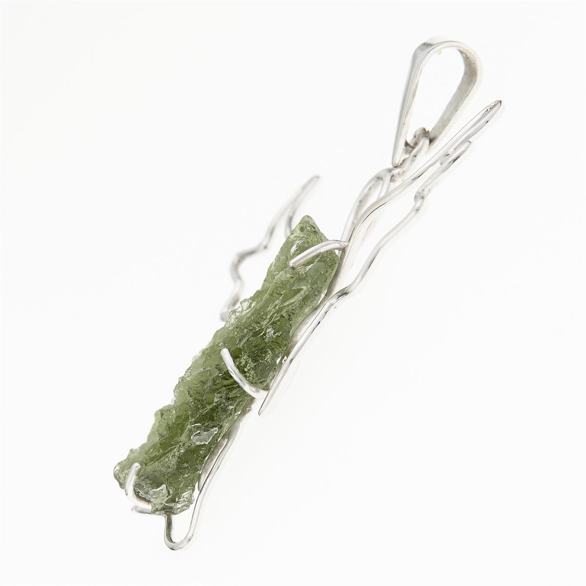Silver pendant with moldavite - angel 9499B