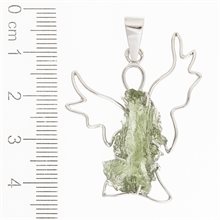 Silver pendant with moldavite - angel 9499B