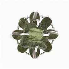 Silver ring with natural moldavite - Bloom 007