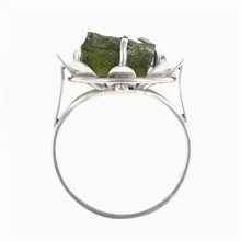 Silver ring with natural moldavite - Bloom 007