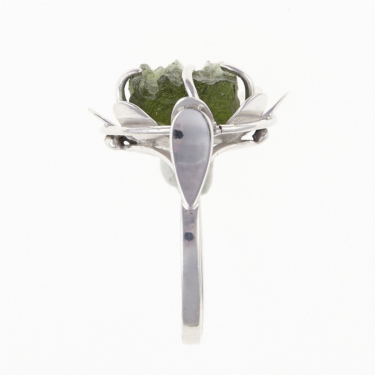 Silver ring with natural moldavite - Bloom 007