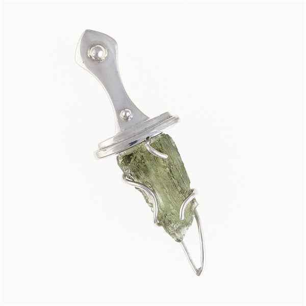 Ciondolo Argento con moldavite - Pugnale arabo 009