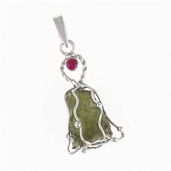 Ciondolo in argento con moldavite - angelo 010