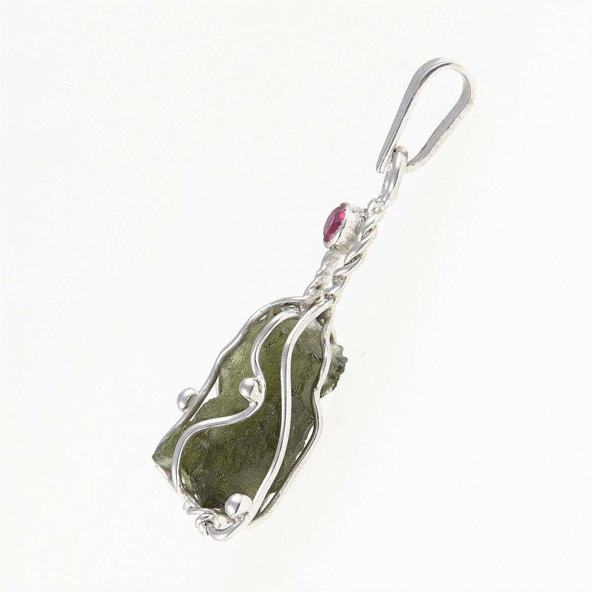 Silver pendant with moldavite - angel 010
