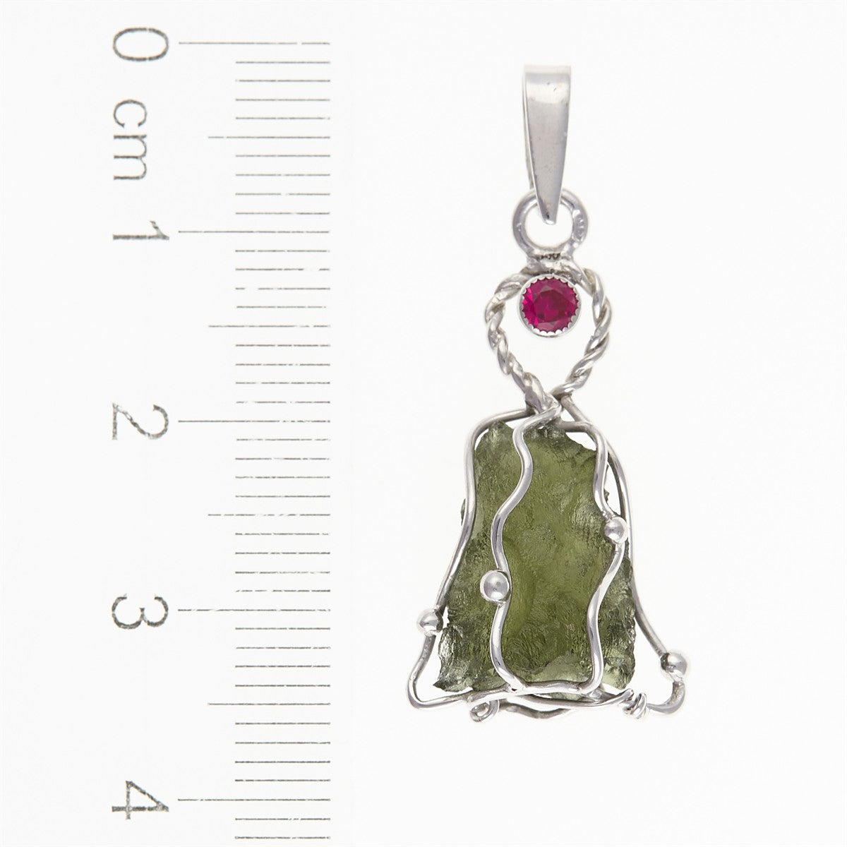 Silver pendant with moldavite - angel 010