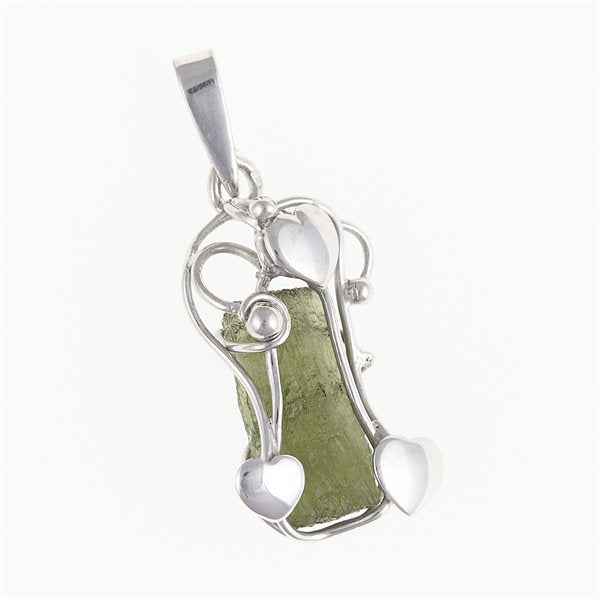 Ciondolo Argento con moldavite – heart 012