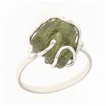 Silver ring with natural moldavite MWB014