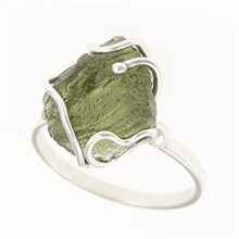 Silver ring with natural moldavite MWB014