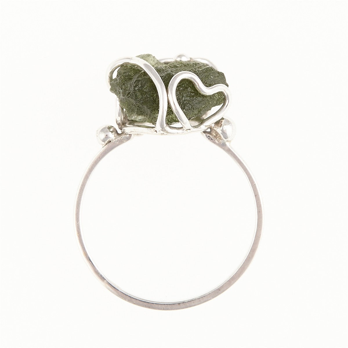 Silver ring with natural moldavite MWB014