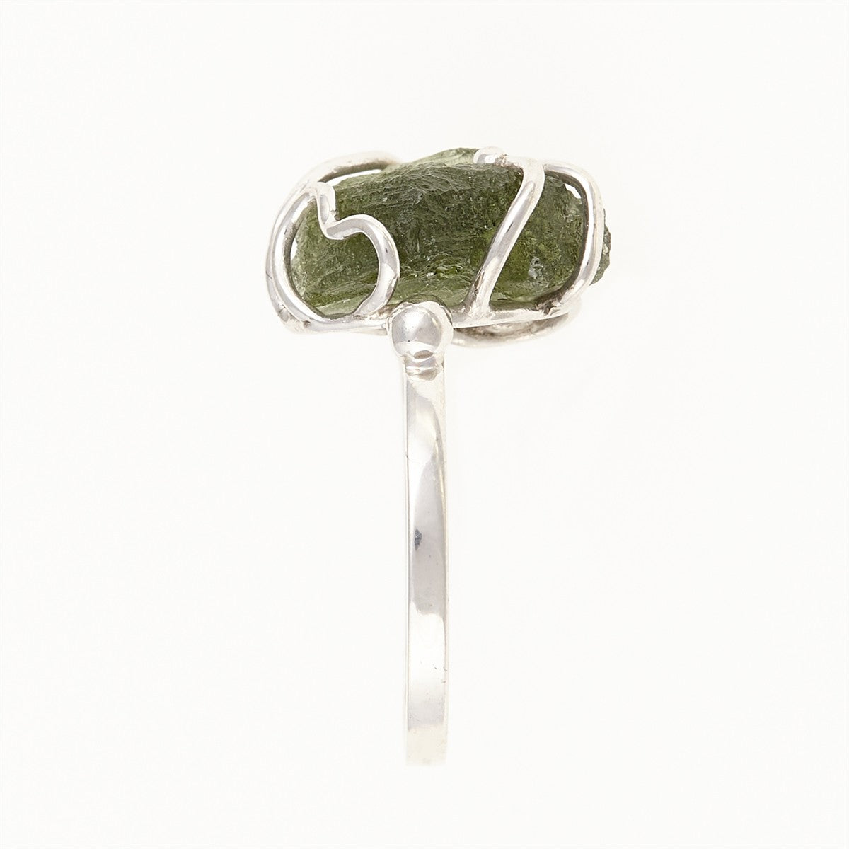 Silver ring with natural moldavite MWB014
