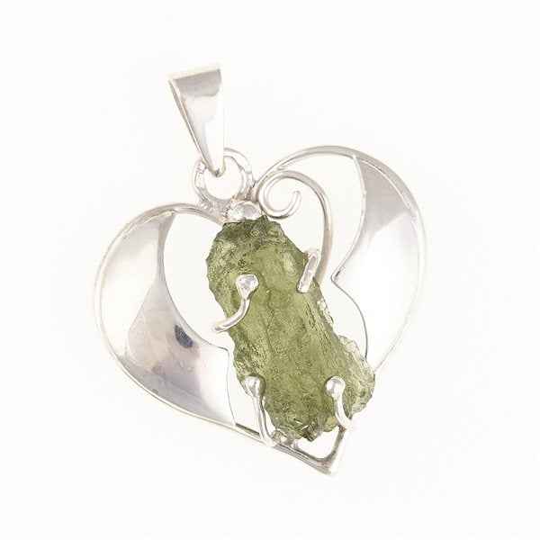 Ciondolo Argento con moldavite – heart 015