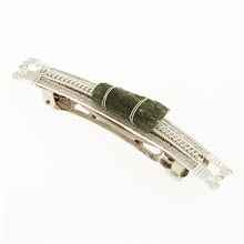 Silver hair clip with natural moldavite 23-35