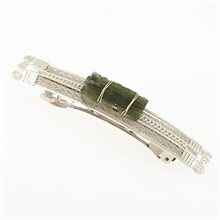 Silver hair clip with natural moldavite 23-35