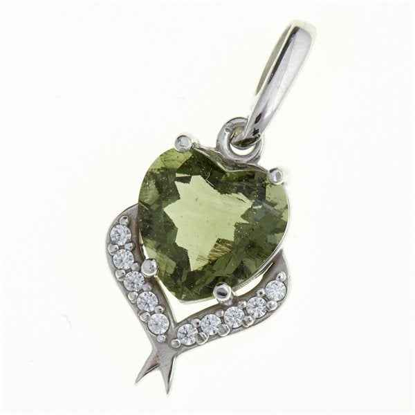 Silver pendant with moldavite and zirkonia 010