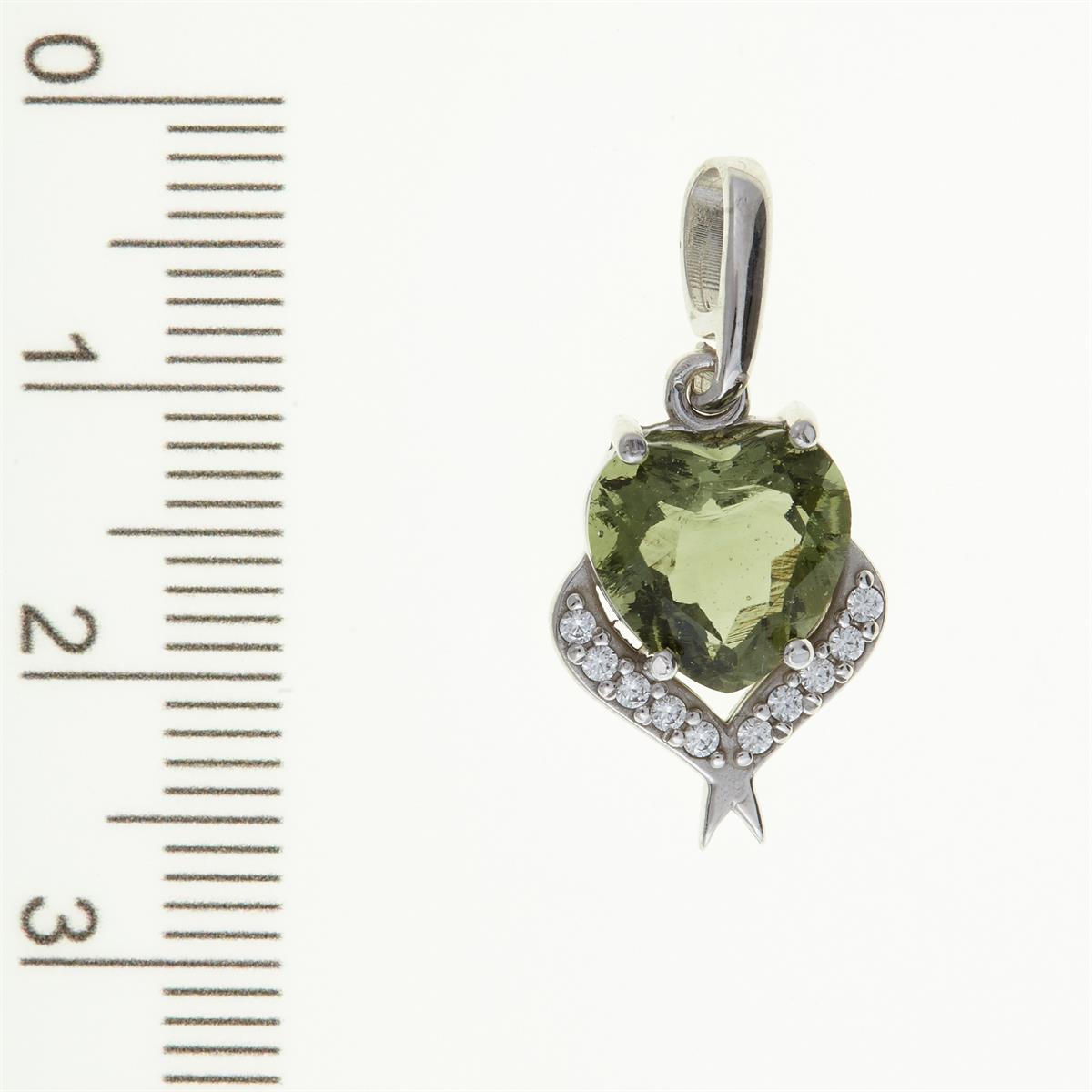 Silver pendant with moldavite and zirkonia 010