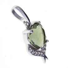 Silver pendant with moldavite and zirkonia 010