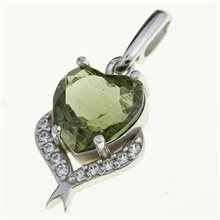 Silver pendant with moldavite and zirkonia 010