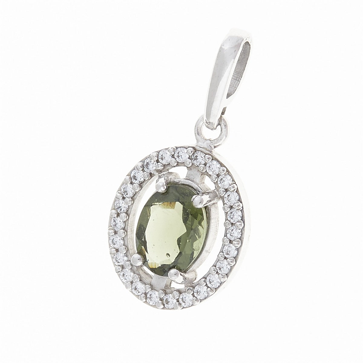 Pendant with moldavite and zirconia 013