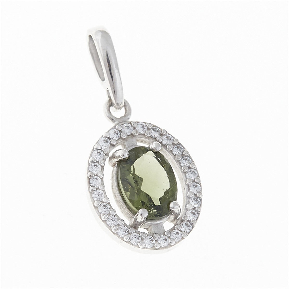 Pendant with moldavite and zirconia 013