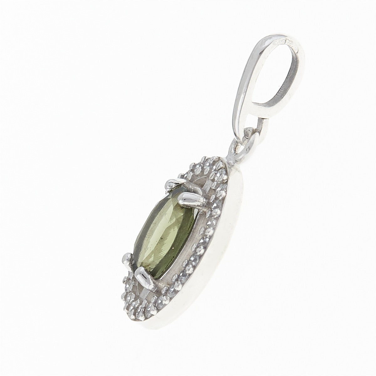 Pendant with moldavite and zirconia 013