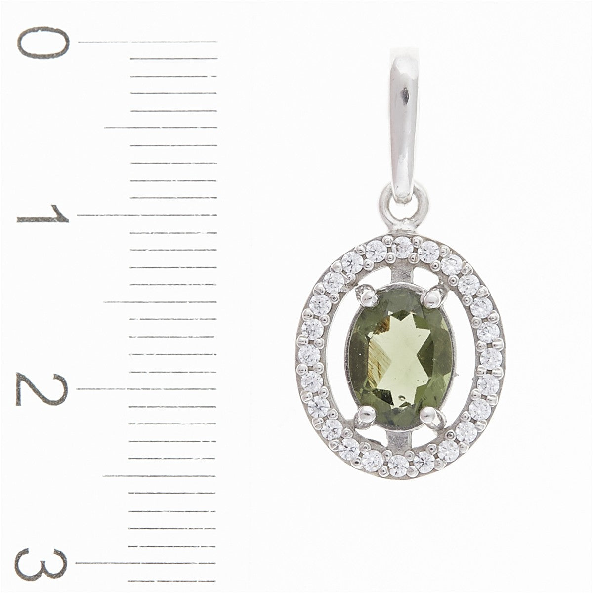 Pendant with moldavite and zirconia 013