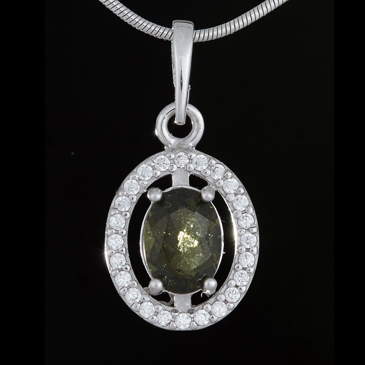 Pendant with moldavite and zirconia 013