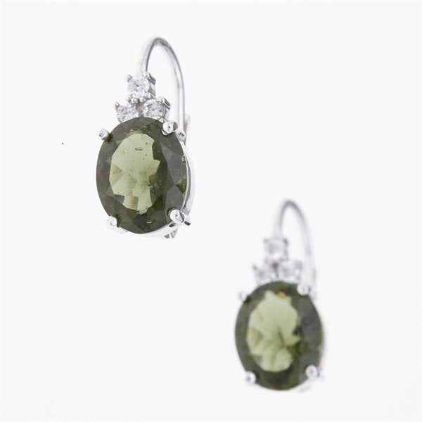 Orecchini in argento con moldaviti e zirconi 024Z