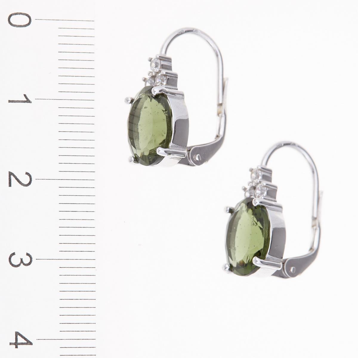 Silver earrings with moldavites and cubic zirconia 024Z
