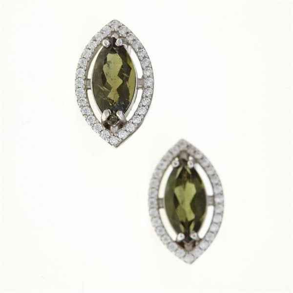 Orecchini in argento con moldaviti e zirconi 052