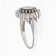 Silver ring with moldavite and zirconia 082Z