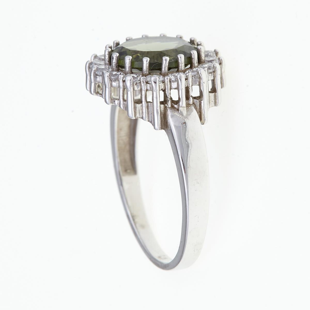 Silver ring with moldavite and zirconia 082Z