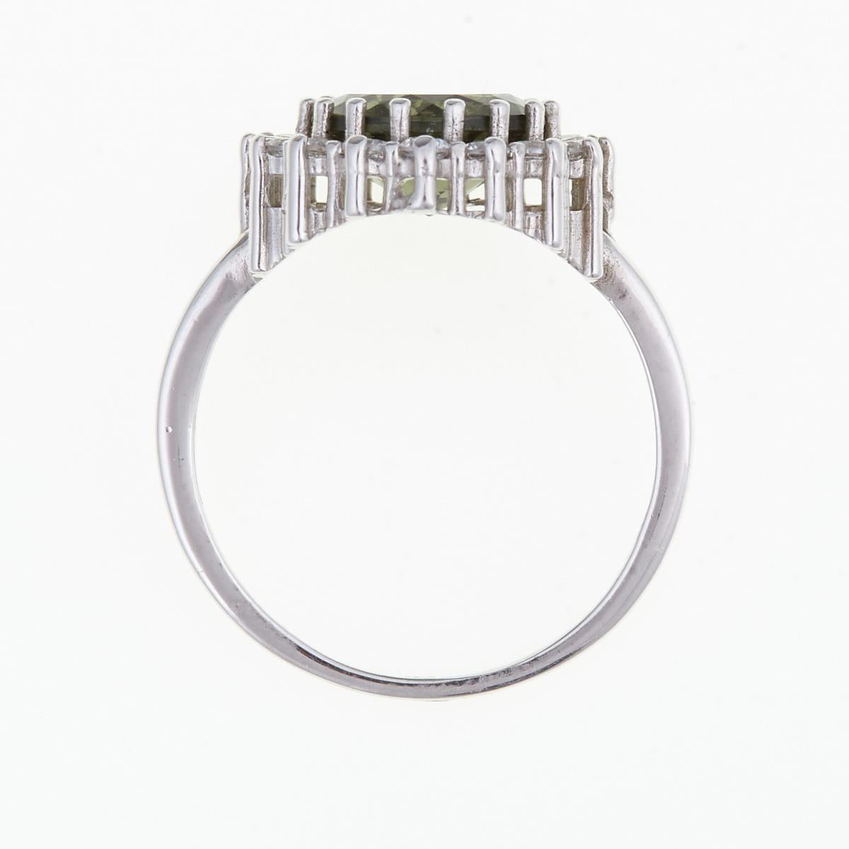 Silver ring with moldavite and zirconia 082Z