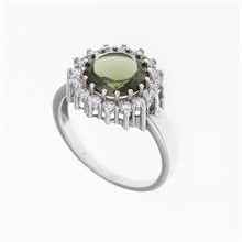Silver ring with moldavite and zirconia 082Z