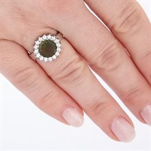 Silver ring with moldavite and zirconia 082Z