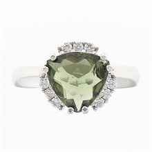 Anello in argento con moldavite e zirconi 090