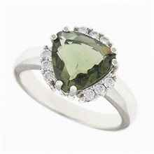 Anello in argento con moldavite e zirconi 090