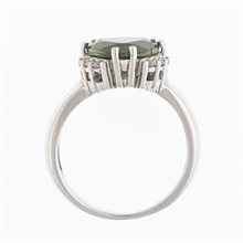 Silver ring with moldavite and zirconia 090
