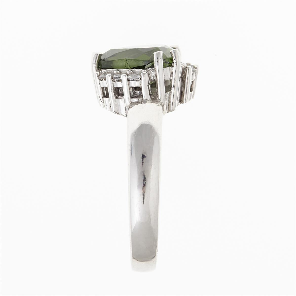 Silver ring with moldavite and zirconia 090