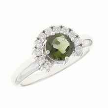 Anello in argento con moldavite e zirconi 091