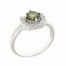 Anello in argento con moldavite e zirconi 091