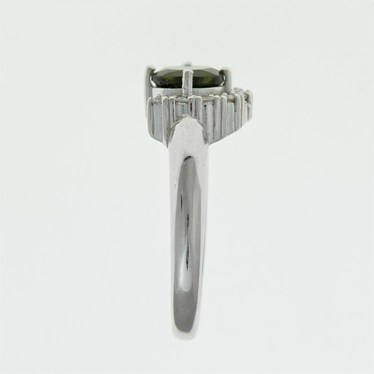 Silver ring with moldavite and zirconia 091