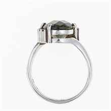 Anello in argento con moldavite e granati 092G