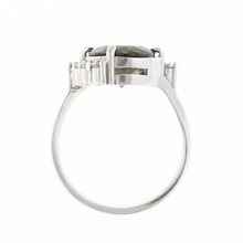 Anello in argento con moldavite e zirconi 092
