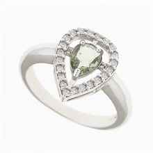 Anello in argento con moldavite e zirconi 093