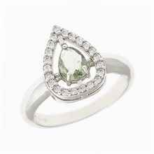 Anello in argento con moldavite e zirconi 093