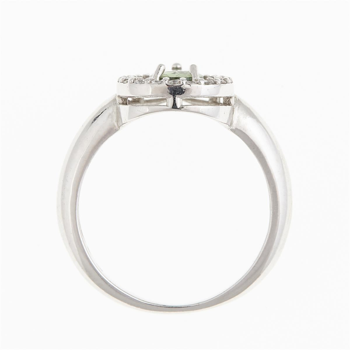 Silver ring with moldavite and zirconia 093