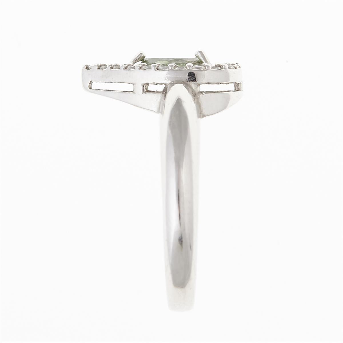 Silver ring with moldavite and zirconia 093