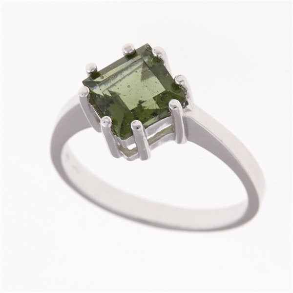Anello Argento con moldavite 100