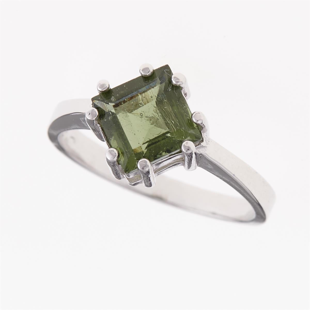 Silver ring with moldavite 100